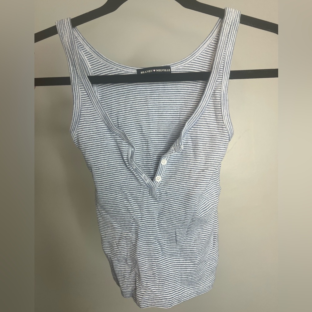 Brandy Melville Blue and White Tank